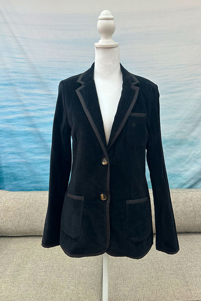 Women's Black & Black Toweling Blazer