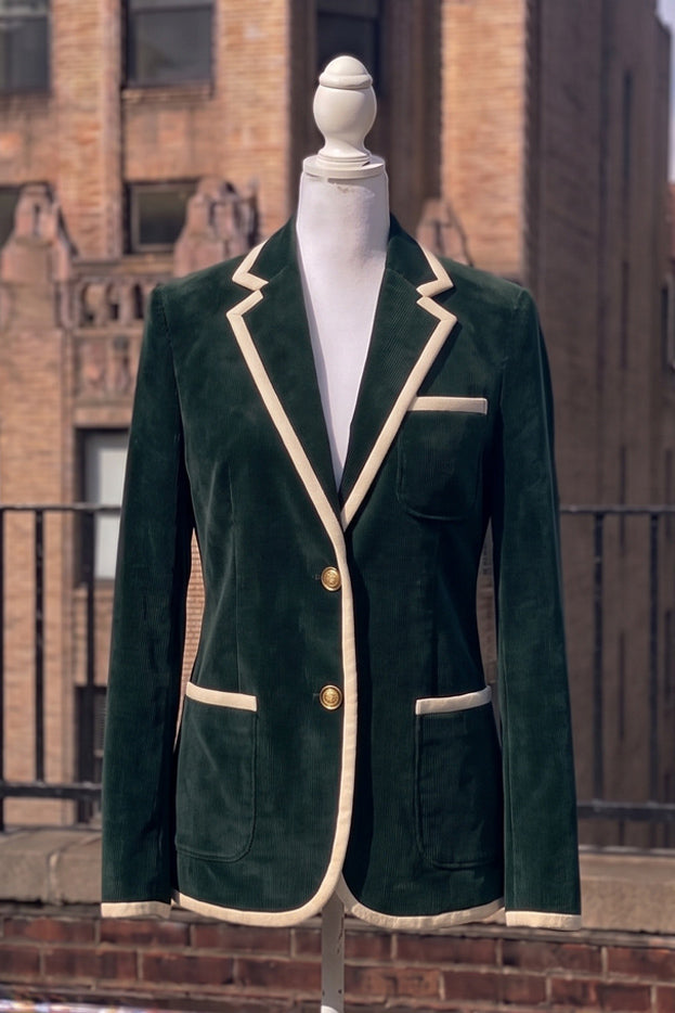 Women's Hunter Green with Ivory Trim Toweling Blazer