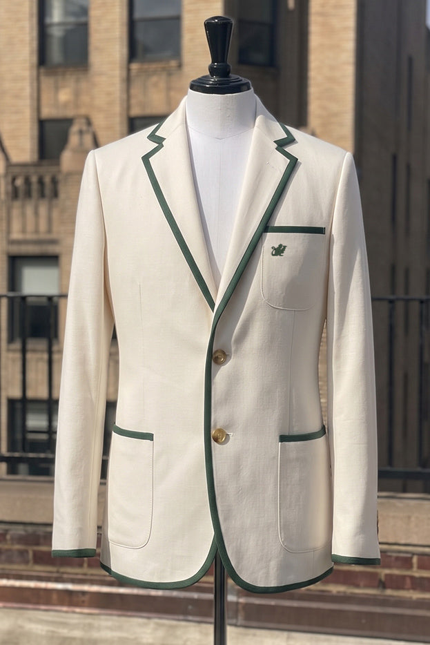 Men's Ivory Blazer with Hunter Green Trim