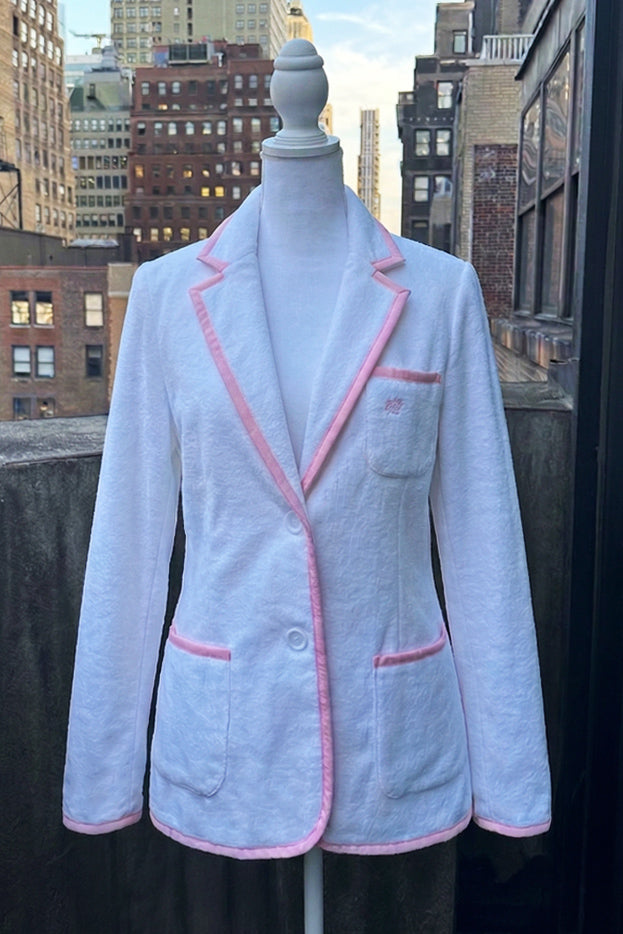 White with Pale Pink Women's Toweling Blazer