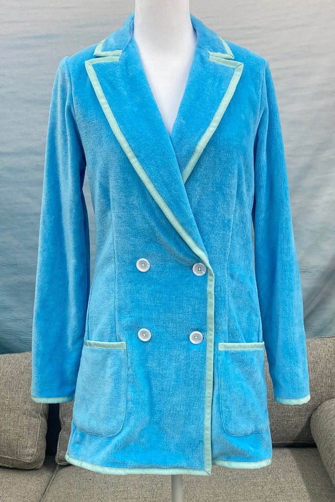 The Siren Double Breasted Blazer in Pool Blue (Sizes 2 Only)