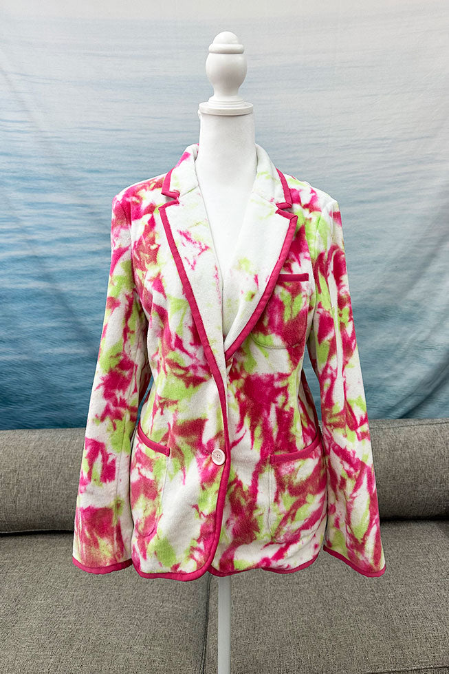 Women's White/Pink Tie Dye Toweling Blazer (Last One! Size 10 Only)