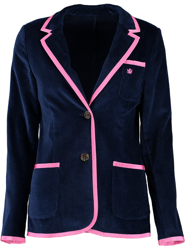 Girls Navy Terry Cloth Toweling Blazer (available in 3 trim color options)