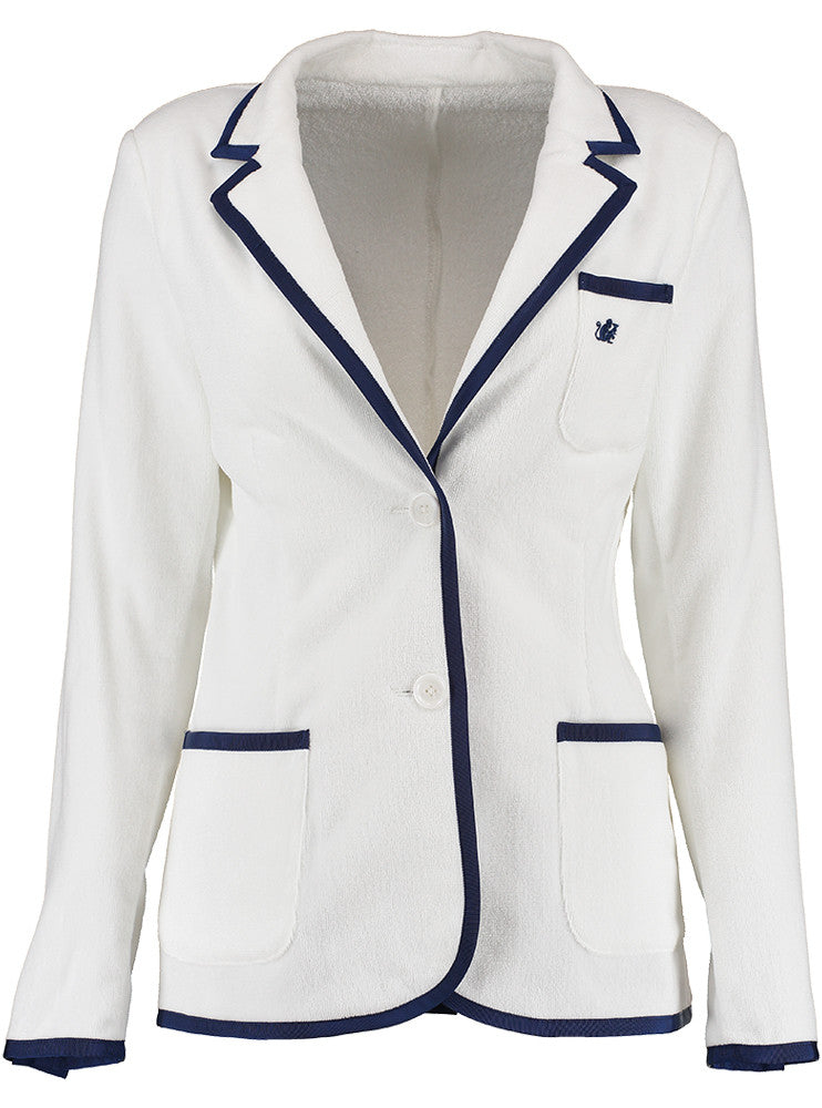 Girls White Terry Cloth Toweling Blazer (available in 2 trim color options)